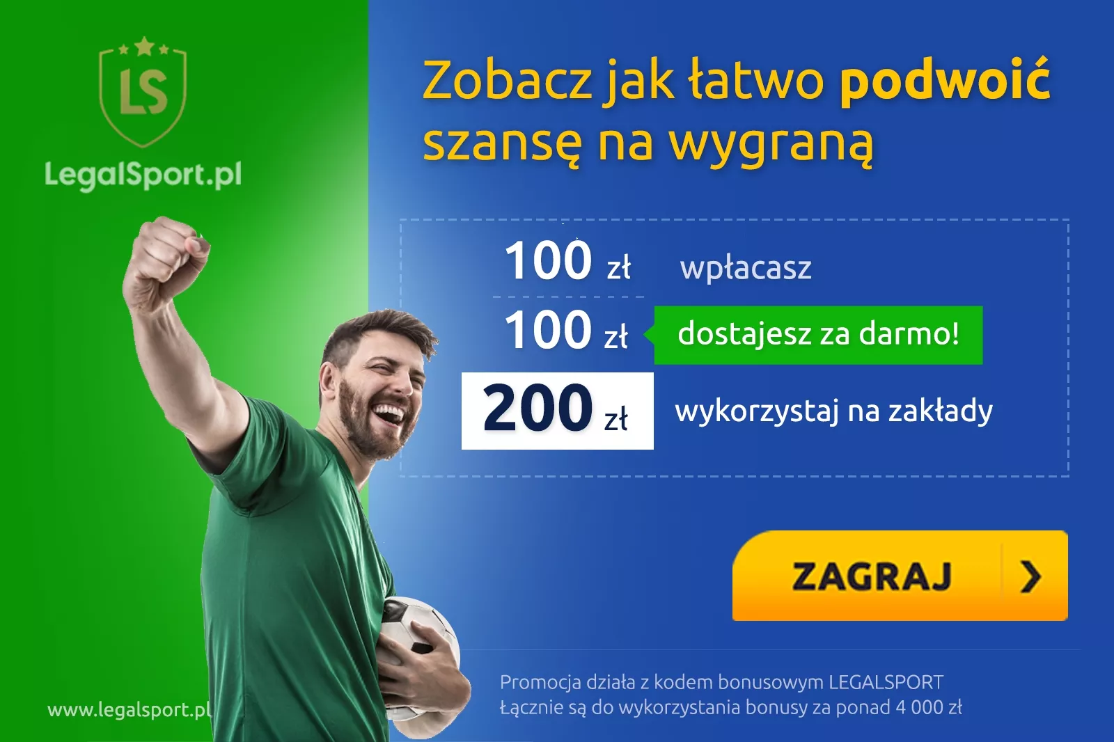 Szansa na podwojenie wygranej - bonus powitalny zwiększa środki 2 x