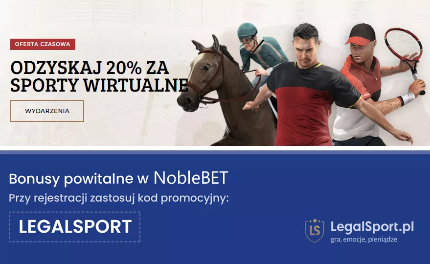 Promocja NobleBET na sporty wirtualne - 20% zwrotu co tydzień