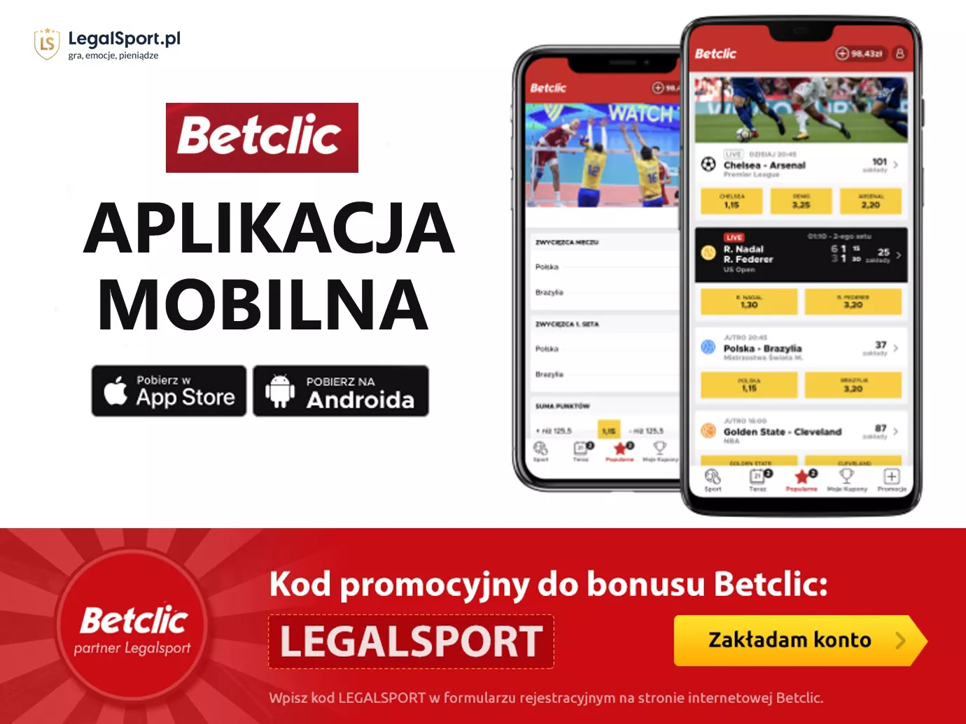 Aplikacja bukmacherska Betclic na telefon i tablet