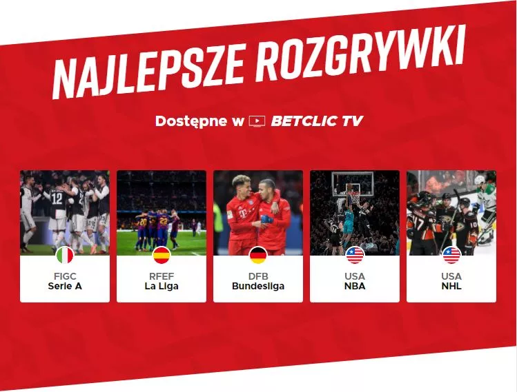 Rozbudowana baza meczów na żywo w Betclic TV