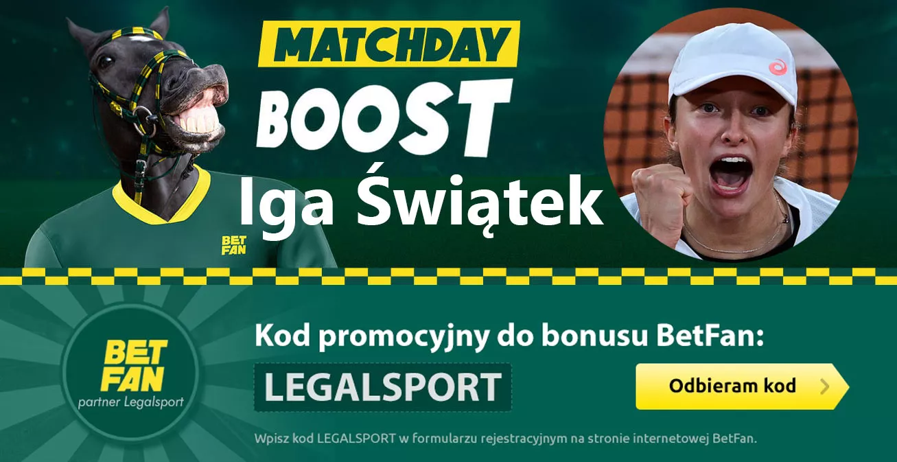 Wysoki kurs na Igę Świątek w zakładach bukmacherskich BETFAN