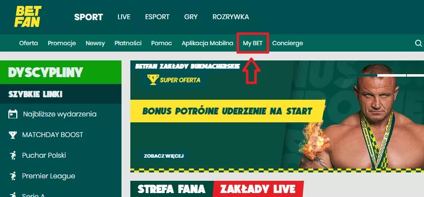 Gdzie znaleźć zakładkę My BET z autorskimi typami graczy?
