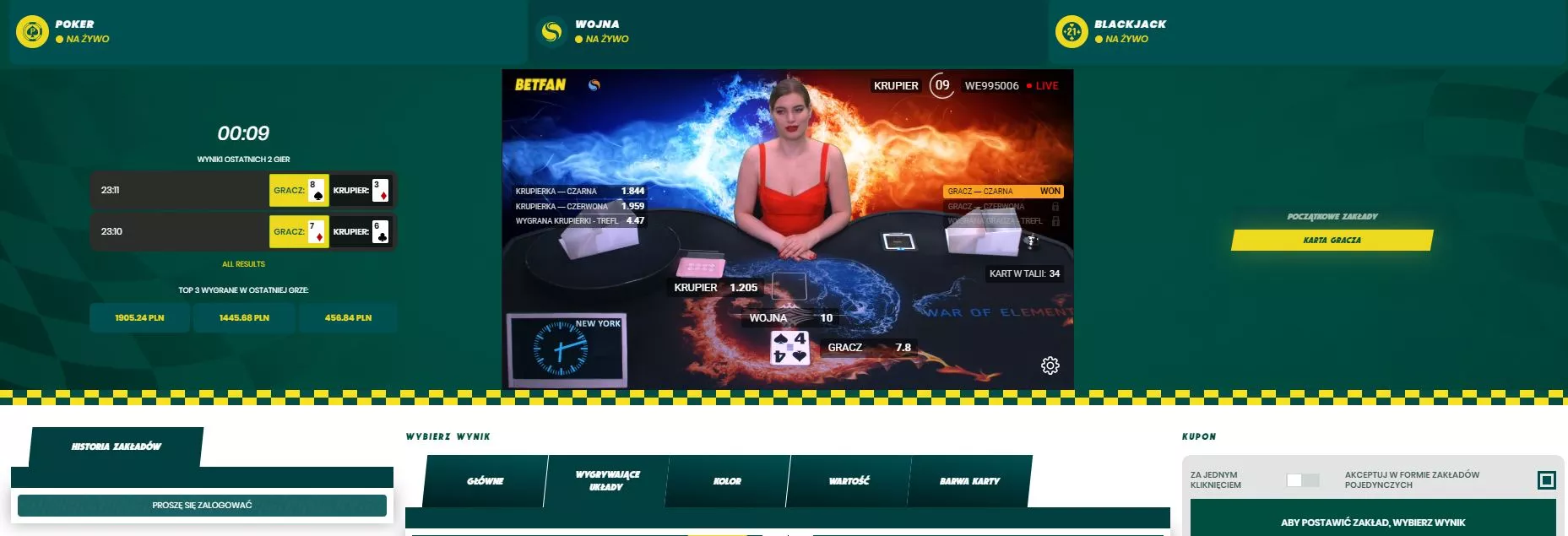 BETFAN - oferta typów na karcianki online