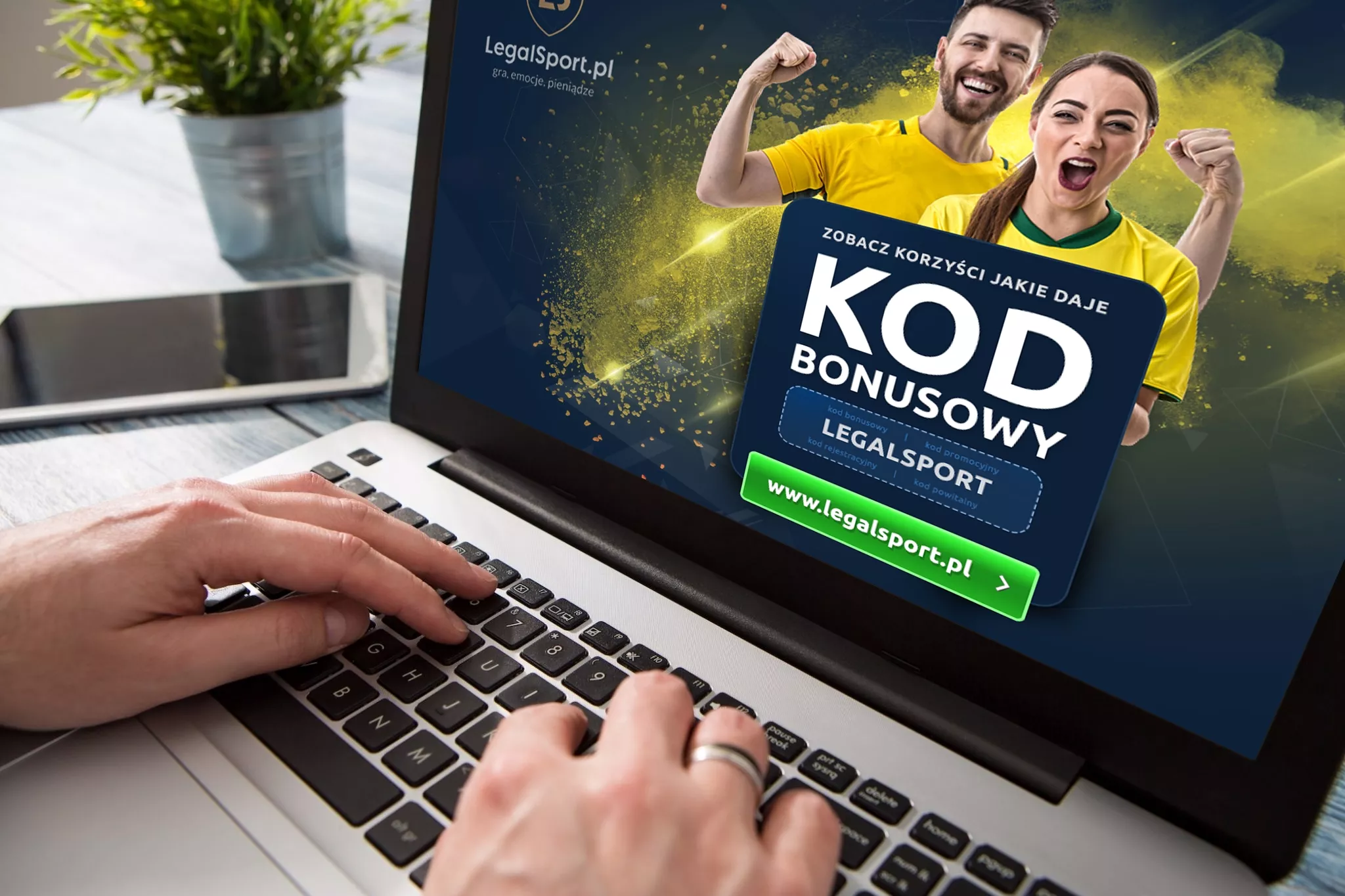 Widok monitora z kodem bonusowym do bukmacherskich zakładów eToto