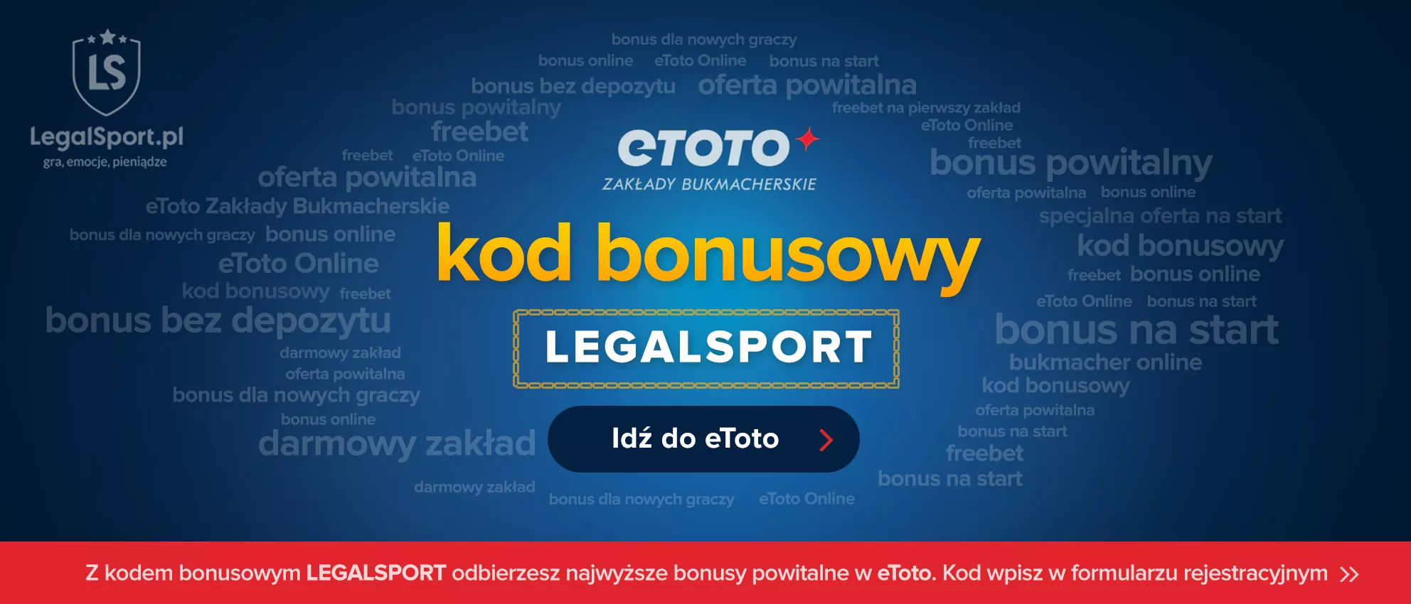 Bukmacher eToto przygotował ofertę specjalną z kodem promocyjnym - zapmietaj kod do bonusu