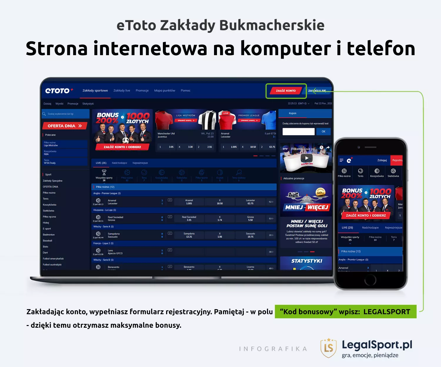 Strona internetowa eToto - przejście do rejestracji