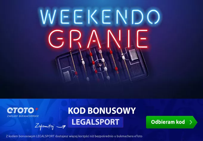 Promocja bukmacherska eToto pt Weekendo Granie - niebieska grafika