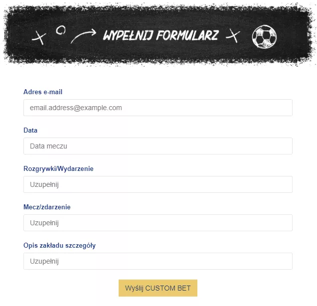 eWinner CUSTOM BET - formularz zgłoszeniowy dla typu