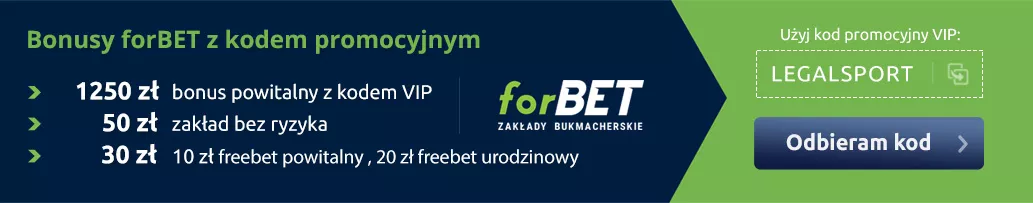 Bonusy i promocje bukmacherskie na start z kodem w forBET Zakłady Bukmacherskie - infografika