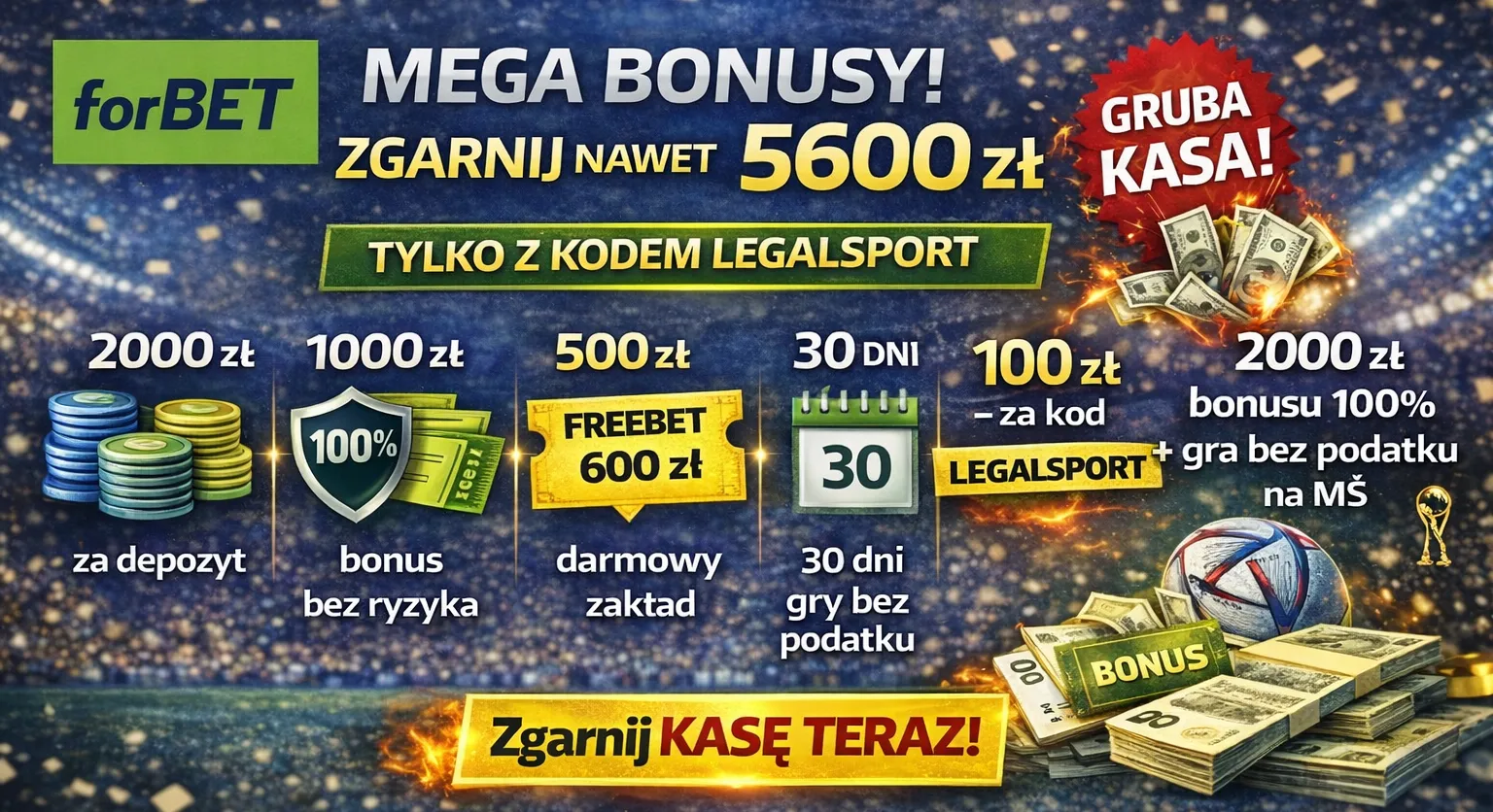 Bonus forBET na start w pakiecie z extra kasą za kod