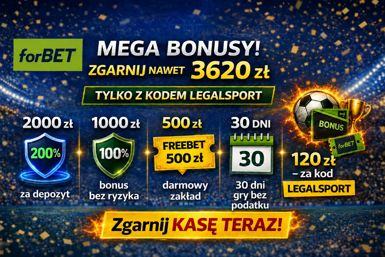 Meega bonusy w forBET na start - odbierz