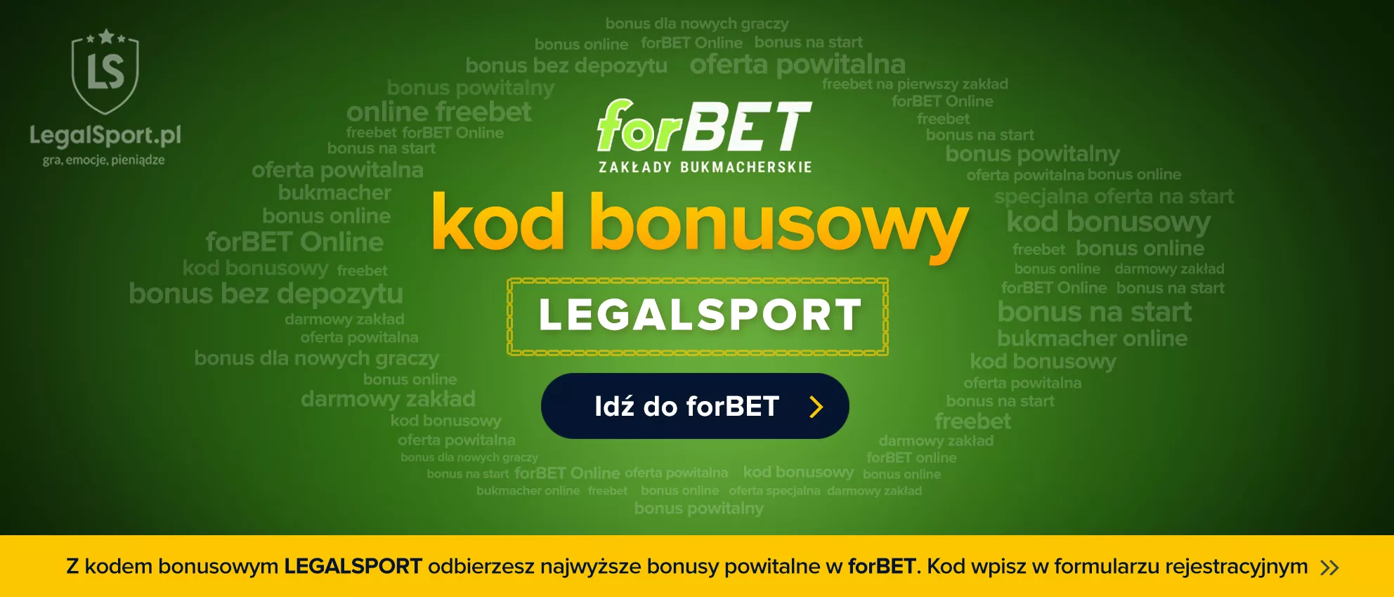 LEGALSPORT - kod promocyjny do legalnego bukmachera forBET - infografika
