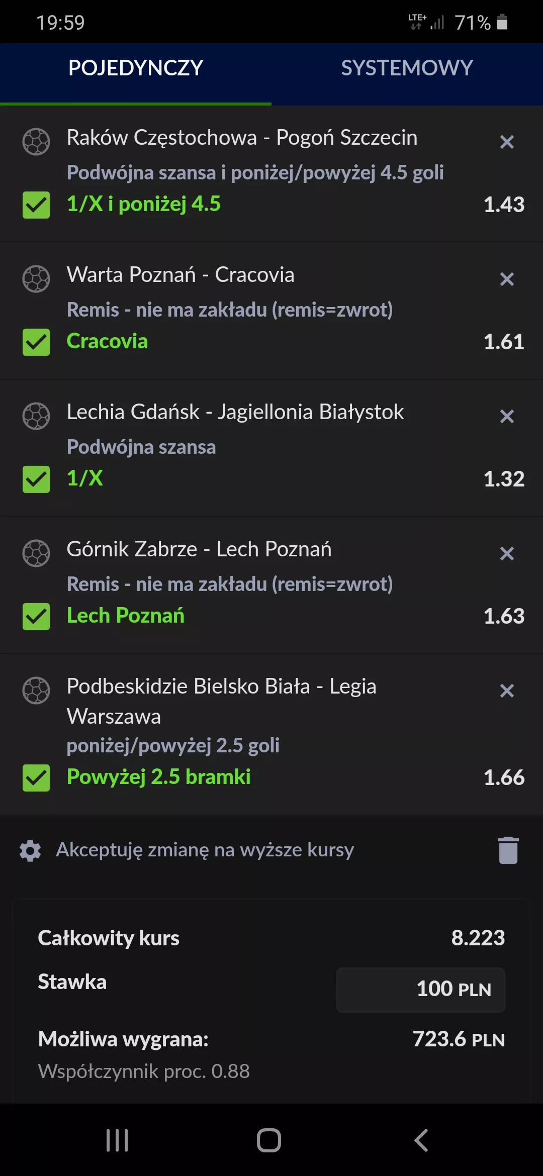 5 AKO z typami najlepszej polskiej ligi piłkarskiej