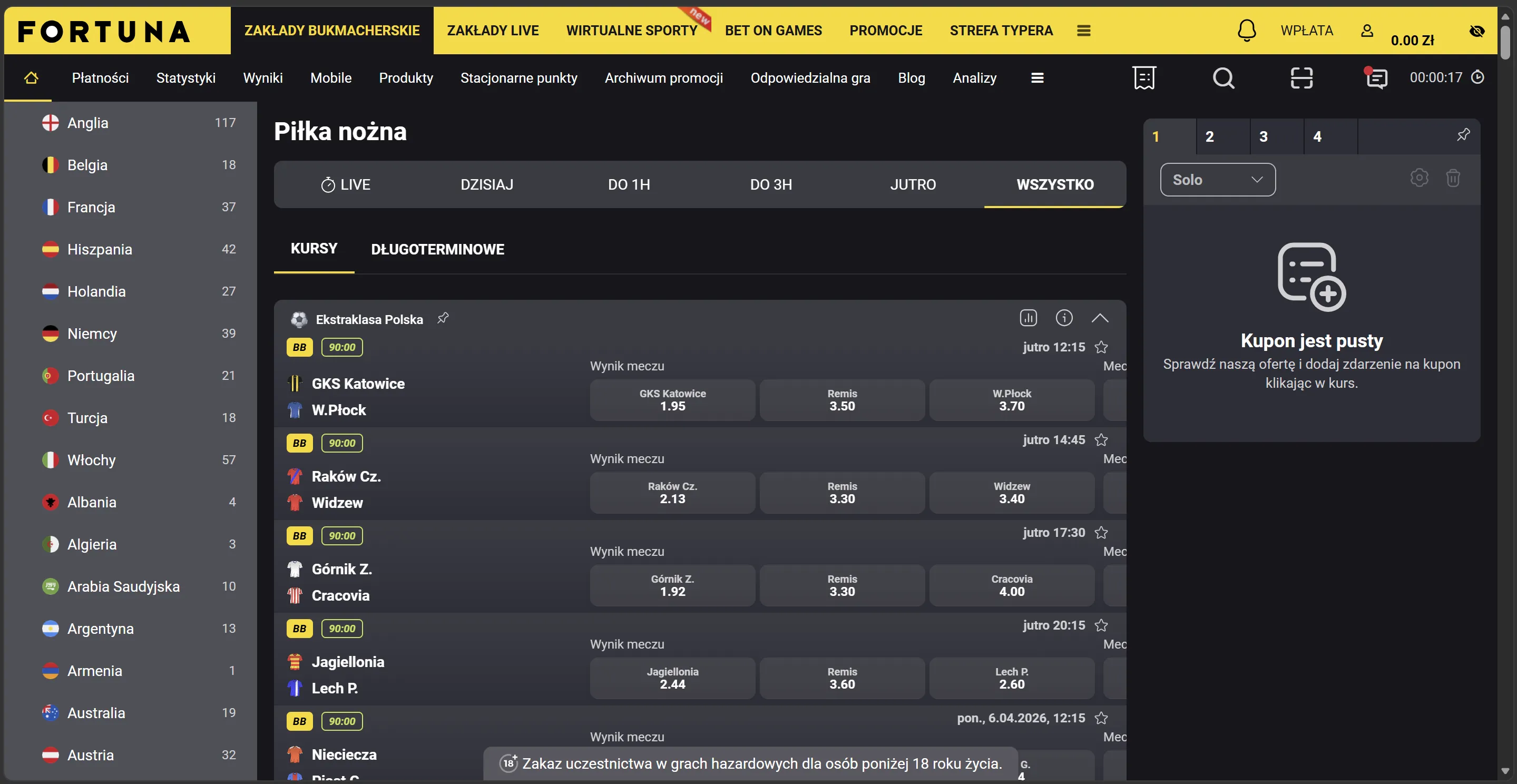 Oferta prematch Fortuna na piłkę nożną – przykładowe rynki zakładów