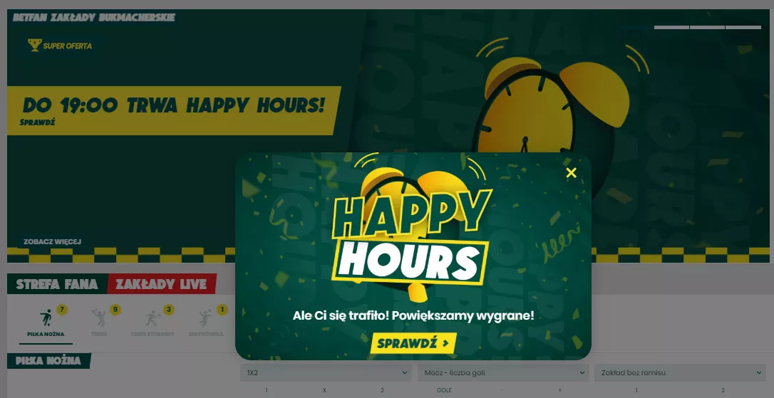 Komunikat o zakładach bez podatku u bukmachera BETFAN