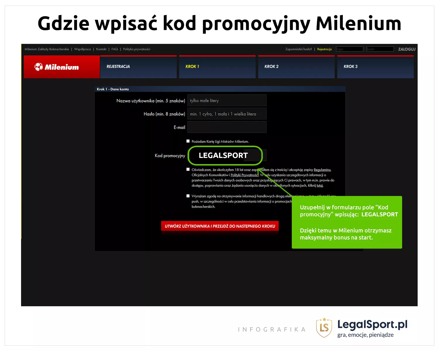 Miejsce na wpisanie kodu do Milenium
