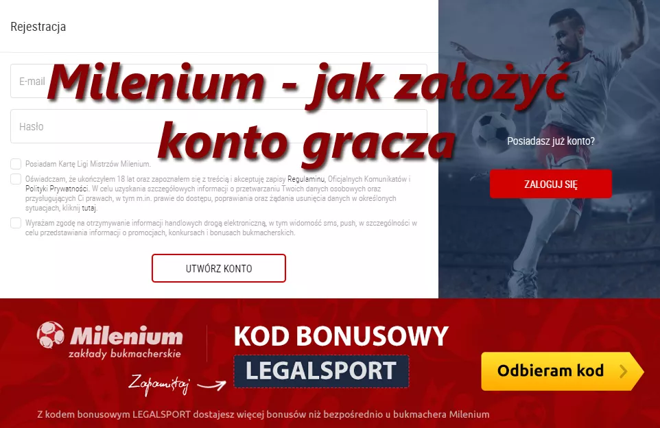 Jak założyć konto gracza w Milenium online z kodem promocyjnym
