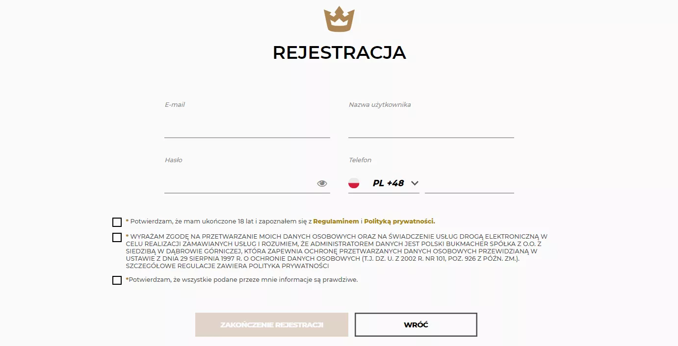 Rejestracja na stronie internetowej noblebet zakłady bukmacherskie