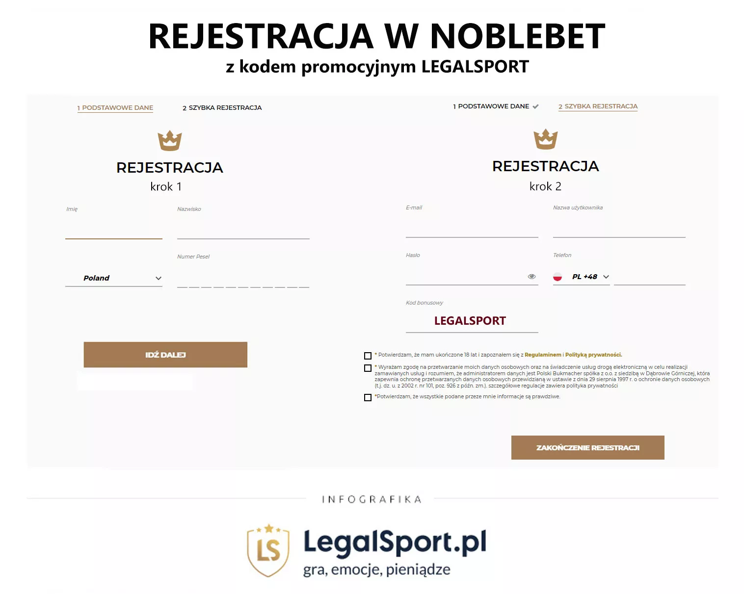 Noblebet - rejestracja konta