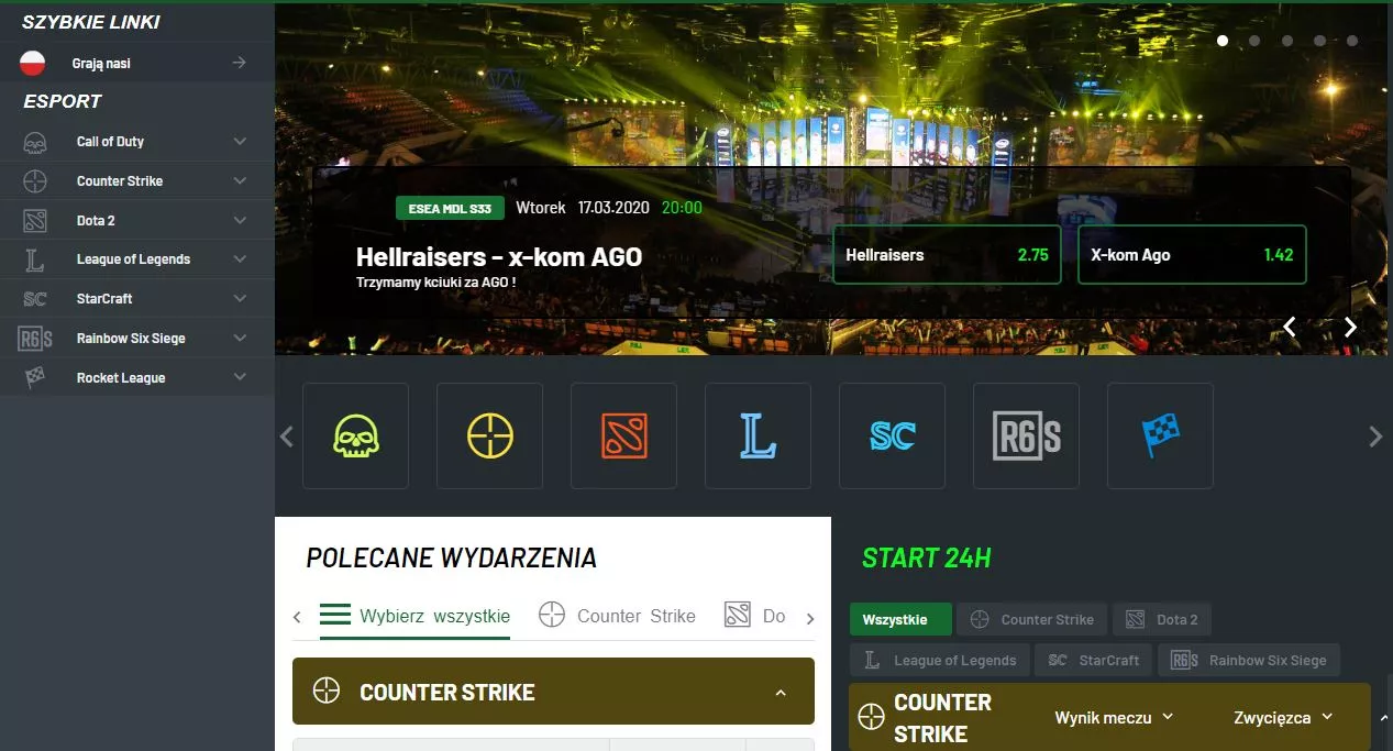 TOTALbet Zakłady Bukmacherskie - oferta e-sportowa