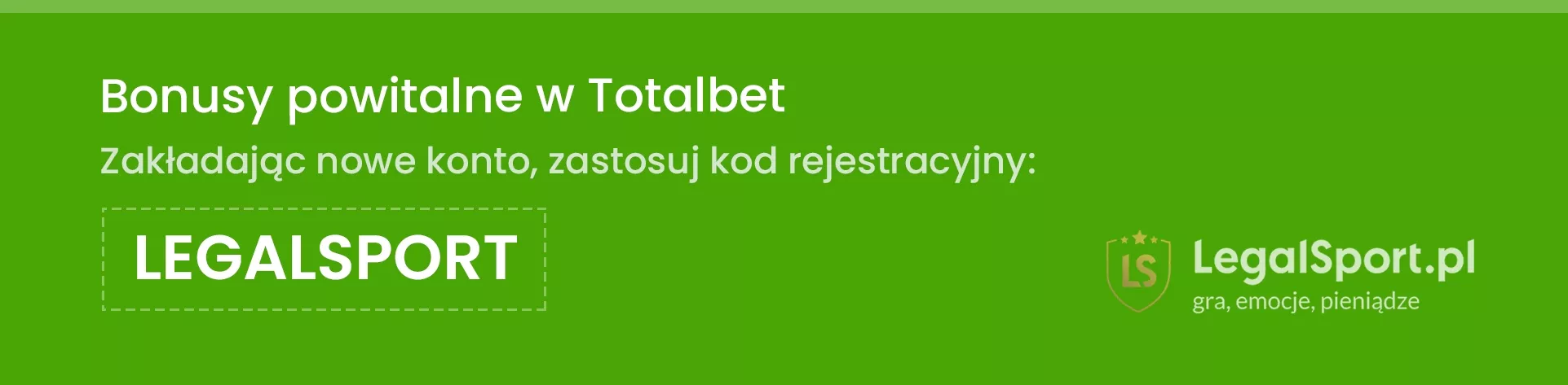 TOTALbet Zakłady Bukmacherskie - bonus na start z kodem bonusowym