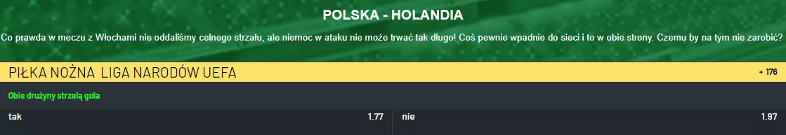 Typy BTTS na mecz Polska - Holandia