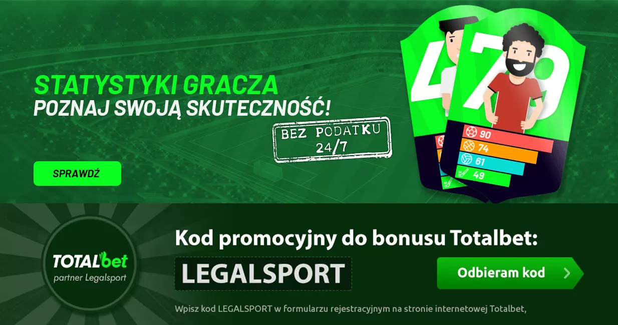 Statystyki gracza u bukmachera plus kod promocyjny Totalbet