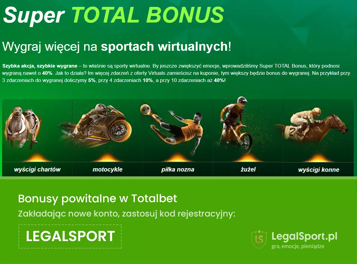 Super TOTAL Bonus na sporty wirtualne w TOTALbet