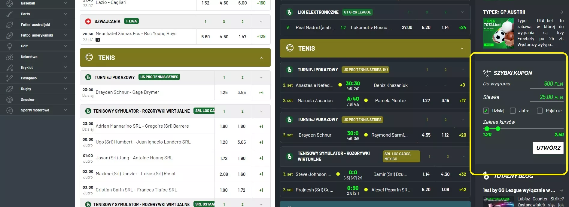 Gdzie znaleźć generator kuponów bukmacherskich na chybił-trafił w TOTALbet