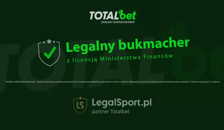 Bonus na start 530 zł z kodem LEGALSPORT u legalnego bukmachera TOTALbet