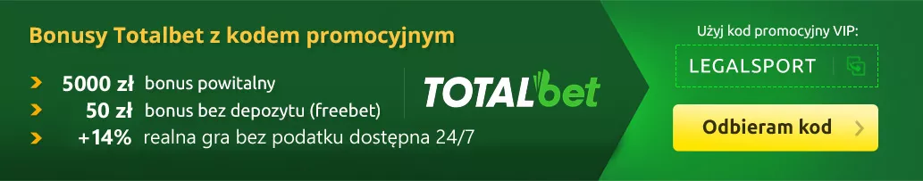 Pakiet 5050 PLN na start w TOTALbet z kodem