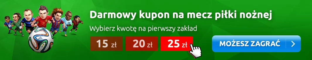 Darmowe bonusy na spotkania piłkarskie - od 15 zł do 25 zł