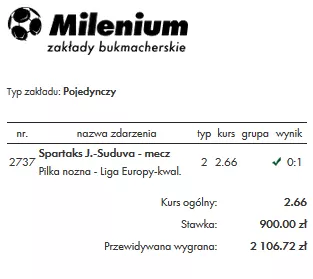 Typer obstawił jeden mecz z eliminacji do LE