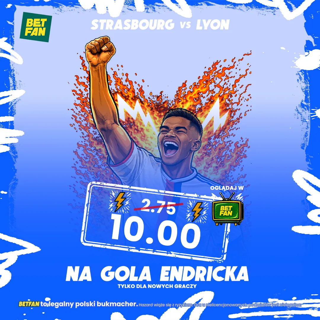 BETFAN: Kurs 10.00 na gola Endricka w meczu Strasbourg - Lyon