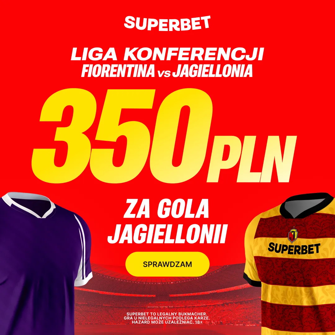 Superbet: Bonus 350 PLN za gola Jagiellonii Białystok w meczu z Fiorentiną
