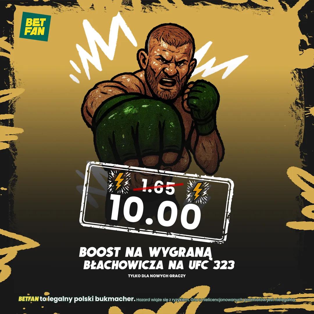 Kurs 10.0 na wygraną Błachowicza na UFC 323 od BETFAN