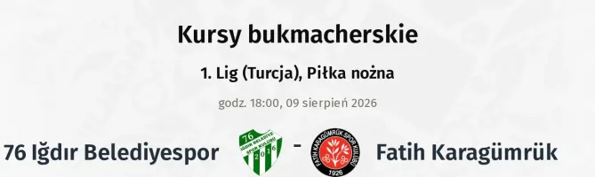76 Iğdır Belediyespor - Fatih Karagümrük kursy bukmacherskie