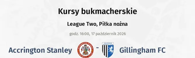 Accrington Stanley - Gillingham kursy bukmacherskie