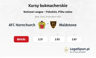 AFC Hornchurch - Maidstone United kursy bukmacherskie