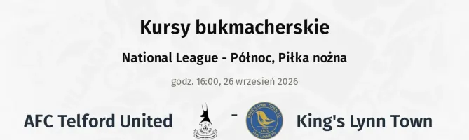 AFC Telford United - King's Lynn Town kursy bukmacherskie