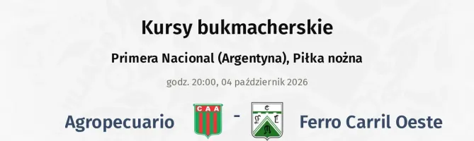 Agropecuario - Ferro Carril Oeste kursy bukmacherskie
