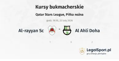 Al-Rayyan SC - Al Ahli Doha kursy bukmacherskie