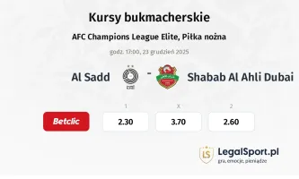 Al Sadd - Shabab Al Ahli Dubai kursy bukmacherskie