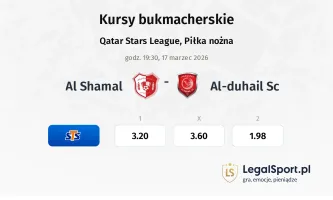 Al Shamal - Al-Duhail SC kursy bukmacherskie