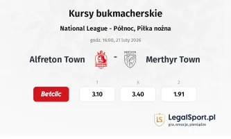 Alfreton Town - Merthyr Town kursy bukmacherskie