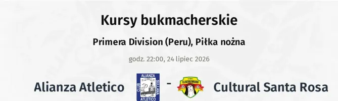 Alianza Atletico - Cultural Santa Rosa kursy bukmacherskie