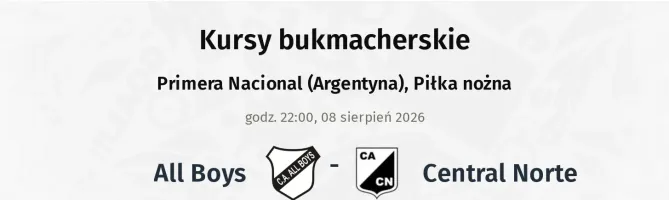 All Boys - Central Norte kursy bukmacherskie