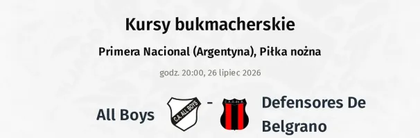 All Boys - Defensores De Belgrano kursy bukmacherskie