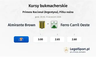 Almirante Brown - Ferro Carril Oeste kursy bukmacherskie
