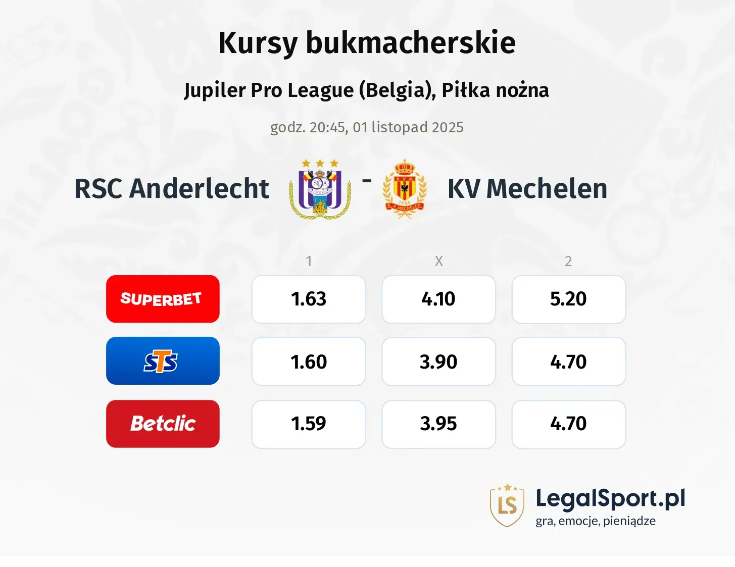 Anderlecht - KV Mechelen kursy bukmacherskie